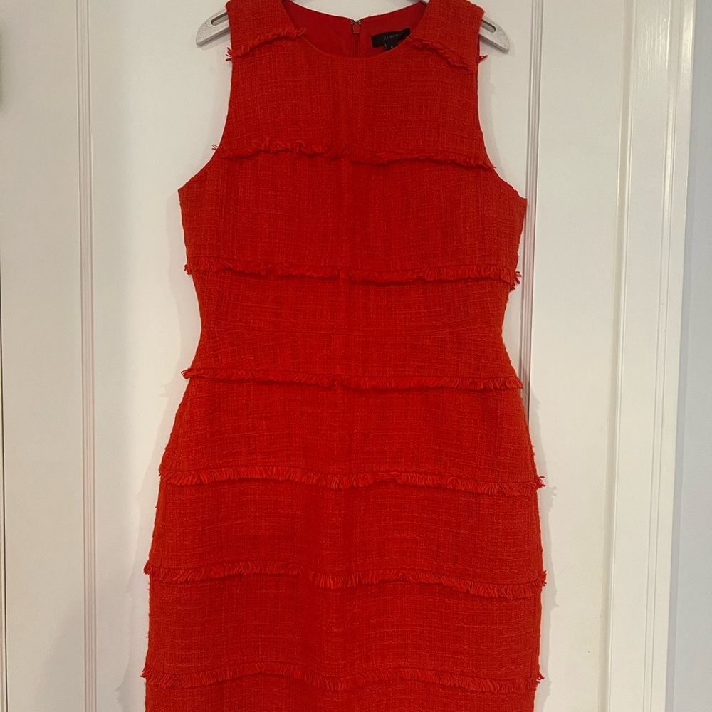 J. Crew Vibrant Red Textured Mini Dress